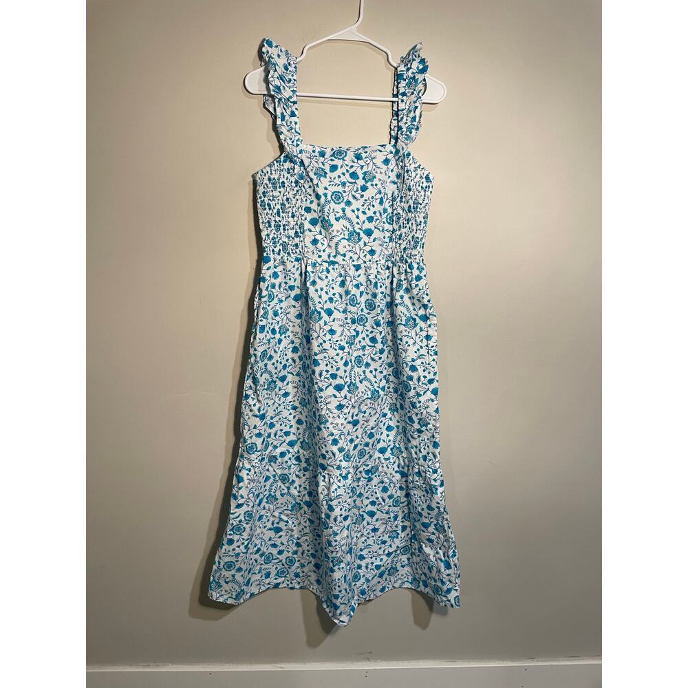 Draper James Blue Paisley Print Flutter Sleeve Midi Dress